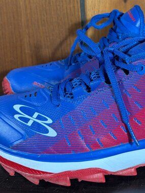 Boombah Viper Low Top Turf Baseball or Softball Shoes Blue Red Sz 7.5 - EUC